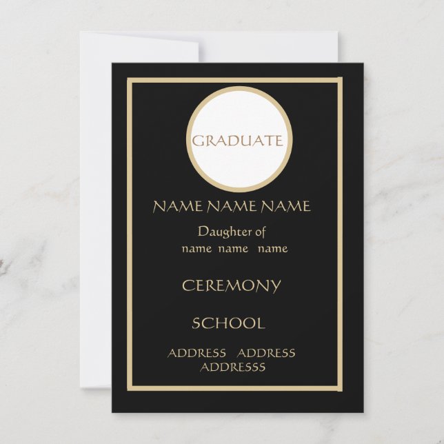 BLACK AND GOLD FLAT CARD INSERT-- W/OR W/O ENVELOP (Front)