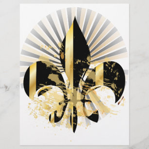 Black and Gold Fleur de Lis