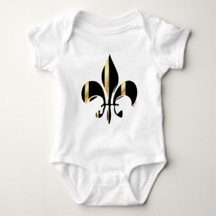 Black and Gold Fleur de Lis Baby Bodysuit