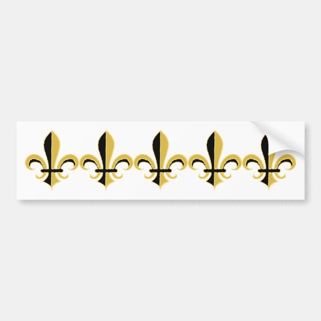 Black and Gold Fleur de lis Bumper Sticker (Front)