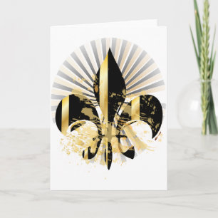 Black and Gold Fleur de Lis Card