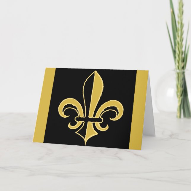 Black and Gold Fleur de lis Card (Front)