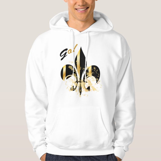 Black and Gold Fleur de Lis Hoodie (Front)