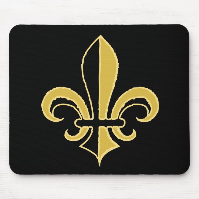 Black and Gold Fleur de lis Mouse Pad (Front)