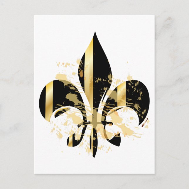 Black and Gold Fleur de Lis Postcard (Front)