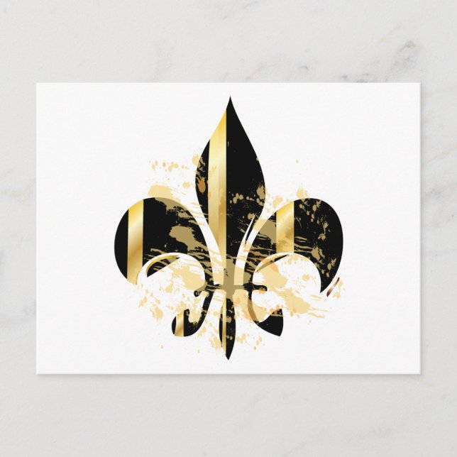 Black and Gold Fleur de Lis Postcard (Front)