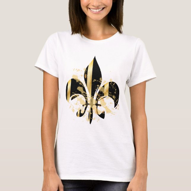 Black and Gold Fleur de Lis T-Shirt (Front)