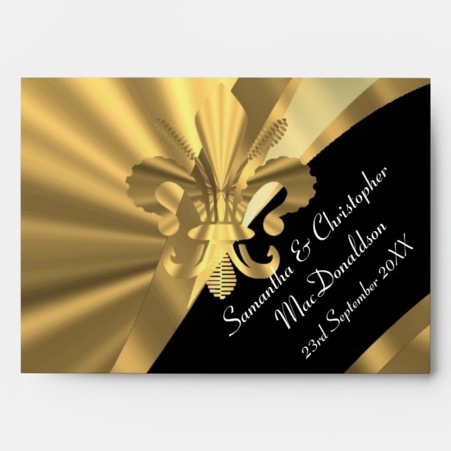 Black and gold fleur de lys envelopes (Front)