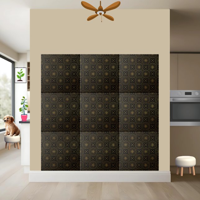 Black and Gold Floral and Cross Geometric Tile  (Creator Uploaded)