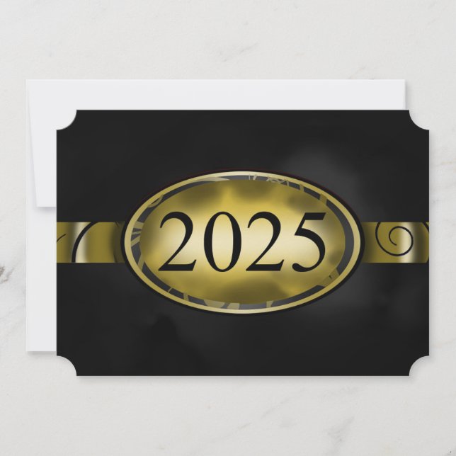 Black and Gold Floral Button 2025 Card (Front)
