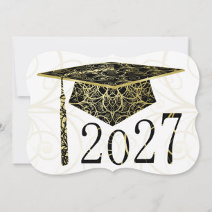 Black and Gold Floral Cap 2027 Card