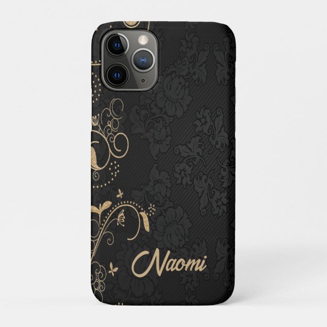 Black and gold floral damask Case-Mate iPhone case (Back)