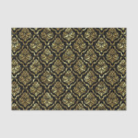 Black and gold floral damask pattern