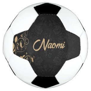 Black and gold floral damask soccer ball