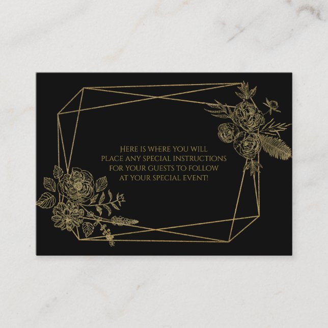 Black and Gold Floral Enclosure Card (Front)
