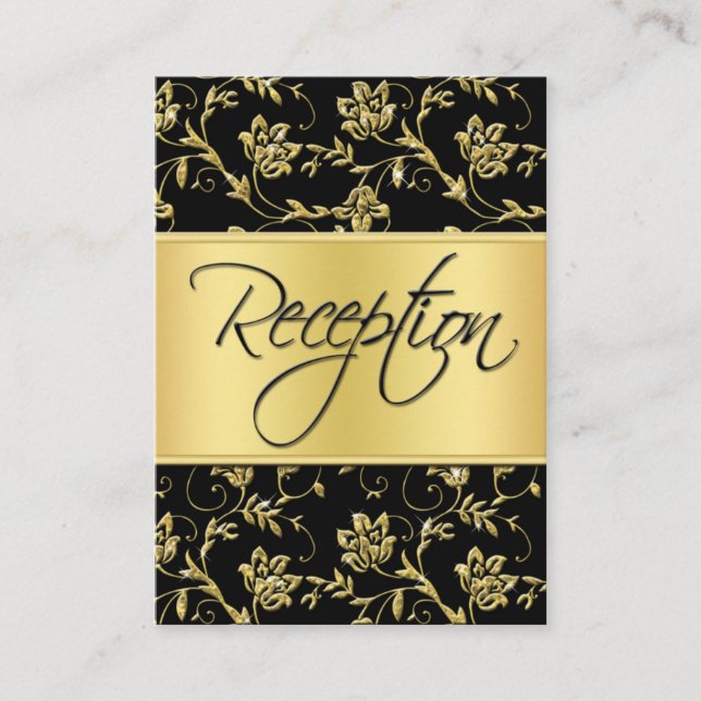 Black and Gold Floral Enclosure Card (Front)