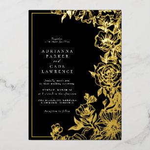 Black and Gold Floral   Formal Moody Wedding