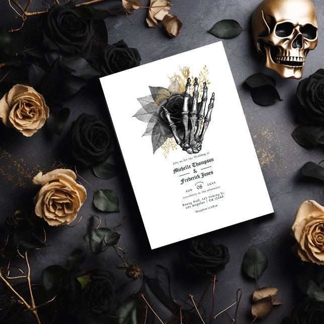 Black and Gold Floral Gothic Wedding QR Code Invitation (Creator Uploaded)