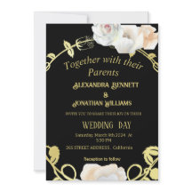 Black and Gold Floral Modern Boho Wedding