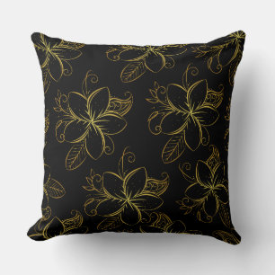 Black and Gold Floral Modern Cushion