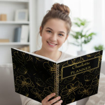 Black and Gold Floral Name