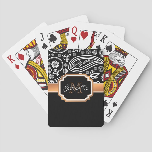 Black and Gold Floral Playing Cards (Back)
