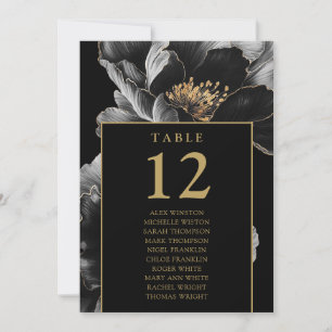 Black And Gold Floral Table Number Seating Chart