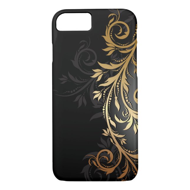 Black and Gold Floral Vine Case-Mate iPhone Case (Back)