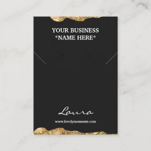 Black and Gold foil Abstract Stud Earring Business Card
