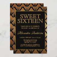 Black and Gold Foil Art Deco Sweet Sixteen