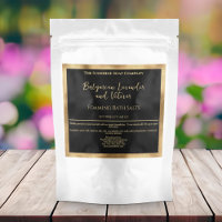 Black and Gold Foil Bath Salts Pouch Label