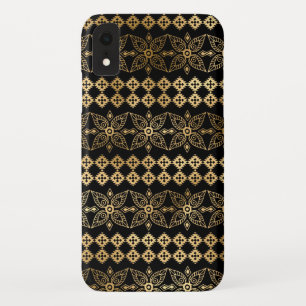 Black and Gold Foil Boho Floral Mandala Pattern Case-Mate iPhone Case