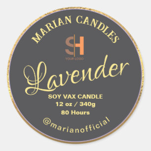 black and gold foil Candle Label