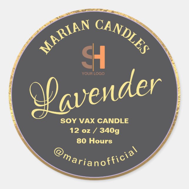 black and gold foil Candle Label (Front)