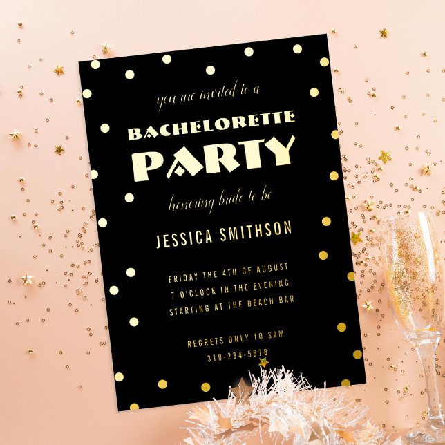 Black and Gold Foil Confetti Bachelorette Party (Creator Uploaded)