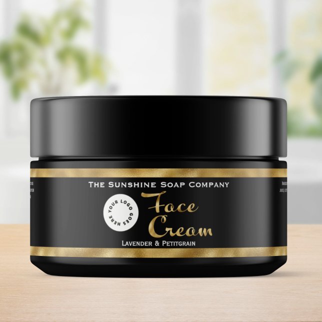 Black and Gold Foil Face Cream Jar Label w logo (Creator Uploaded)