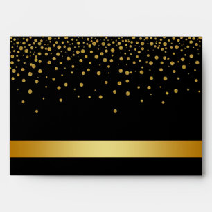 Black and Gold Foil Faux Glitter Metal Wedding Envelope