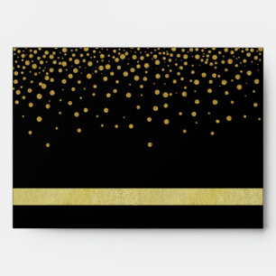 Black and Gold Foil Faux Glitter Metal  Wedding Envelope