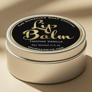 Black and gold foil lip balm label