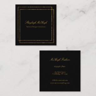 Black And Gold Foil Modern Minimalistic Square Bus Business Card