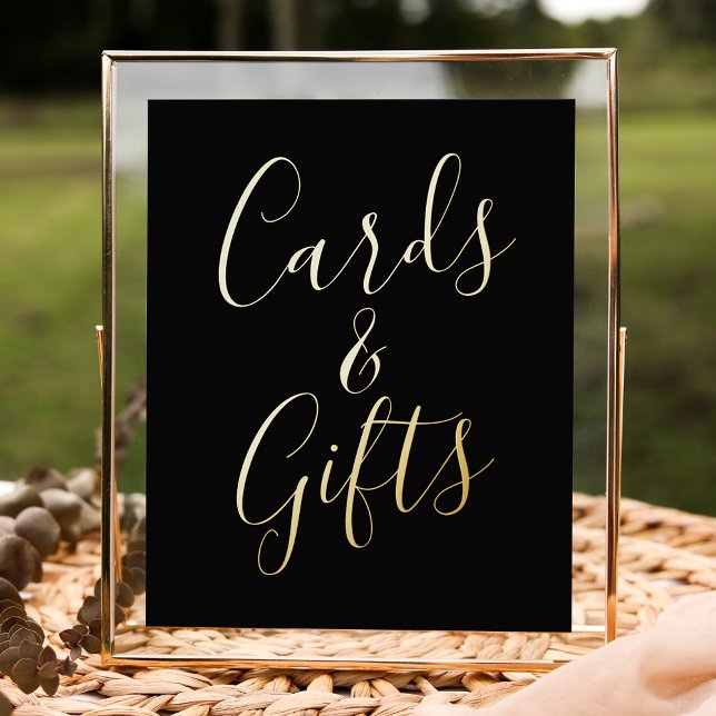 Black and Gold Foil Script Wedding Cards and Gifts Prints (Creator Uploaded)