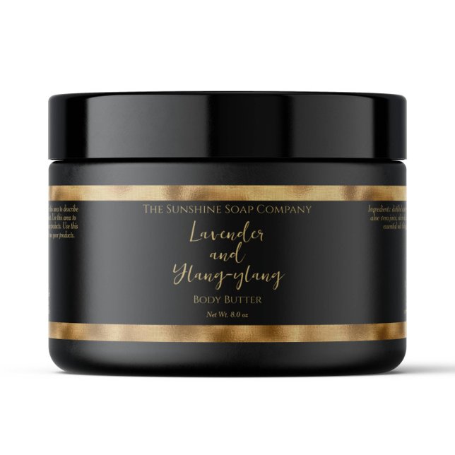 Black and Gold Foil Waterproof Cosmetics Jar Label (Creator Uploaded)