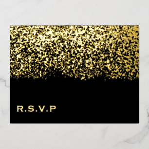 Black and Gold Foil Wedding RSVP Holiday Postcard
