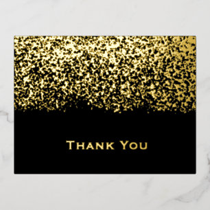 Black and Gold Foil Wedding Thank You Holiday Postcard