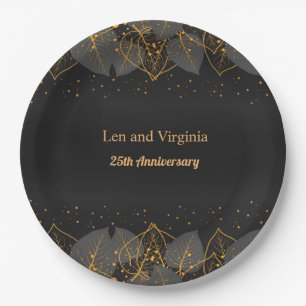 Black and Gold Foliage Borders template Paper Plate