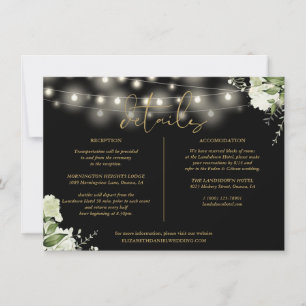 Black And Gold Foliage Wedding Details Information Invitation