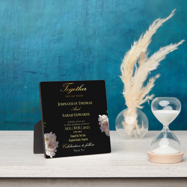 Black And Gold Formal Tabletop Plaque with Easel (Insitu)