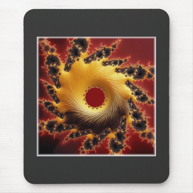 Black And Gold Fractal Made Of Yarn Mouse Pad (Front)