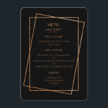 Black and gold frame art deco wedding menu card<br><div class="desc">Give a vintage and retro style to your wedding with this black and gold frame art deco design.</div>