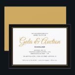 Black and Gold Gala Auction and Fundraiser Invitation<br><div class="desc">This elegant Gala Auction and Fundraiser invitation features clean design accented with script text and a black and gold border.</div>